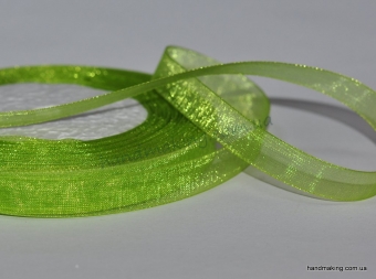 Лента из органзы 1см травяная зеленая (45м)