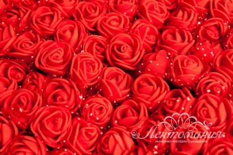 Розы из фоамирана с фатином 2см красные, 12шт