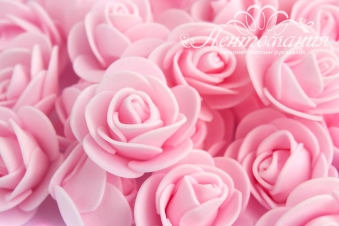 Роза из фоамирана 3,5см нежно-розовая