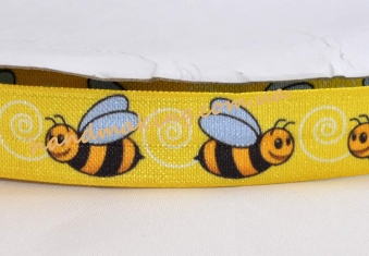 Еластична стрічка-гумка 15мм жовта з бджілками