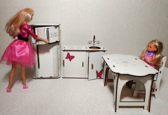 Мебель для кукол "Кухня" 20*9*20см белая