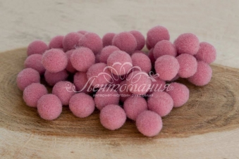 Бусина-помпон бархатная 10мм Bean pink 42
