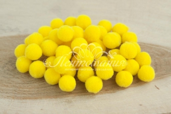 Бусина-помпон бархатная 10мм Yellow 05, 50шт