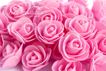 Роза из фоамирана 3,5см ярко-розовая