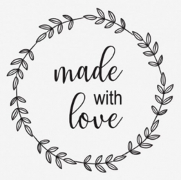 Наліпки для пакування 4см круглі білі Made with love, 10 штук