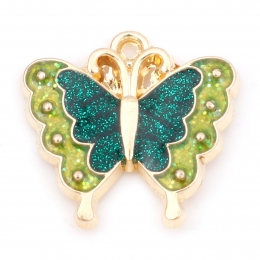 Металева підвіска з емаллю 17х17мм метелик зелений