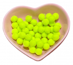 Помпони велюрові 8мм Fluorescent yellow 30, 50 штук
