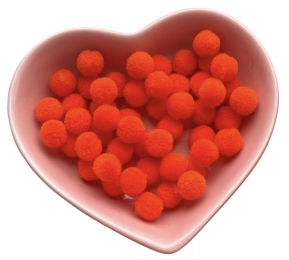 Помпони велюрові 8мм Orange red 12, 50 штук
