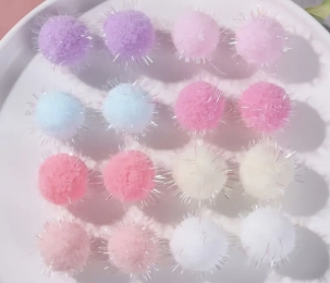 Набір велюрових помпонів 2см Пастельний мікс, 20 штук