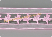 Тесьма тканевая с органзой 4см розовые мишки