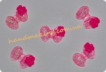 Бантик "love" с цветком 22*14мм розовый