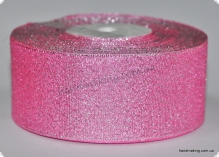 Лента парчовая 4см серебристо-розовая