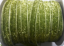 Бархатная лента с люрексом 1см оливково-зеленая