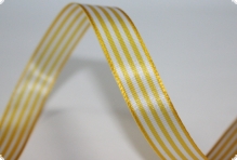 Лента двухсторонняя полосатая 13мм золотисто-желтая