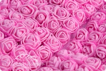 Розы из фоамирана с фатином 2см ярко-розовые, 12шт