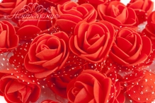 Роза из фоамирана с фатином 3,5см красная
