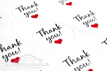 Наклейка для упаковки "Thank you!", 30мм белая