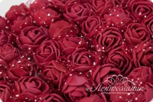 Розы из фоамирана с фатином 2см бордовые, 12шт