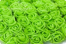 Розы из фоамирана с фатином 2см ярко-зеленые, 12шт
