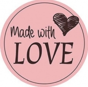 Наліпки для пакування 4см рожеві Made with love, 10 штук