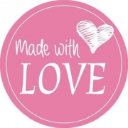 Наклейка для упаковки 4см ярко-розовая Made with love