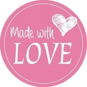 Наліпки для пакування 4см яскраво-рожеві Made with love, 10 штук