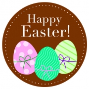 Наліпки для пакування 4см Happy Easter коричневі, 10 штук