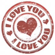 Наліпки для пакування 4см I love you червоні (серце), 10 штук