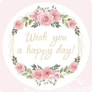 Наліпки для пакування 40мм Wish you a happy day, 10 штук