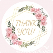 Наліпки для пакування 40мм Thank you (квіти), 10 штук