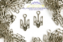 Підвіска металева 18х9мм герб України (ант. срібло)
