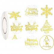 Наліпки для пакування 25мм прозорі Merry Christmas, 12 штук